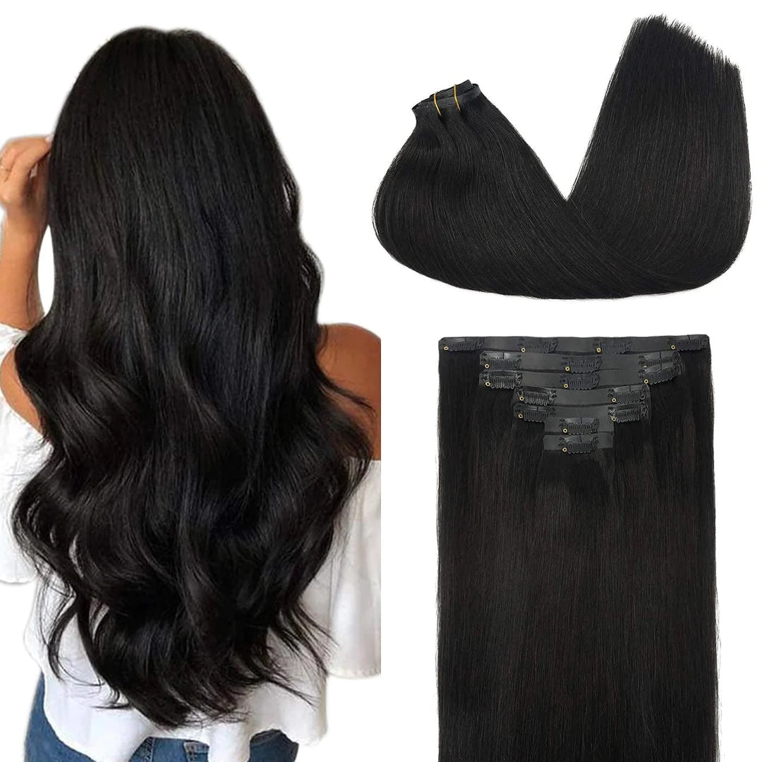 Malaysian human hair clip in extensions clearance